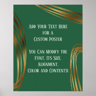 Affiche Ajouter Votre Texte Scribblé Or Ovales Leaf Green