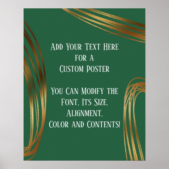 Affiche Ajouter Votre Texte Scribblé Or Ovales Leaf Green (Devant)