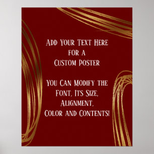 Affiche Ajouter Votre Texte Scribbled Gold Ovales, Bourgog