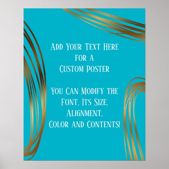 Affiche Ajouter Votre Texte Scribbled Gold Ovals Scuba Blu (Devant)