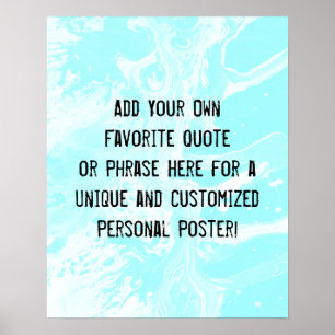 Affiche Ajoutez Votre Citation Personnalisée Marbre Blanc