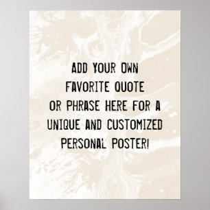 Affiche Ajoutez Votre Citation Personnalisée Marbre Blanc