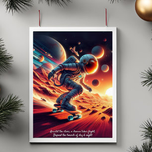 Affiche Ajoutez votre message, Astronaute du skateboard su