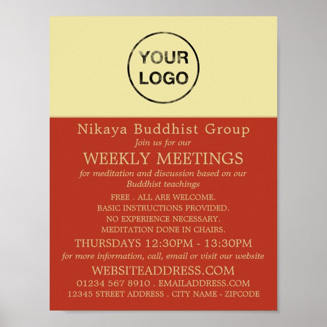 Affiche Ajoutez Votre Propre Logo, Bouddhisme, Groupe Boud (Devant)
