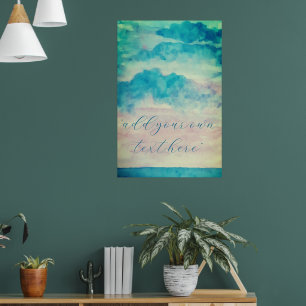 Affiche Ajoutez Votre Texte Ciels et Paysage Marin Aquarel