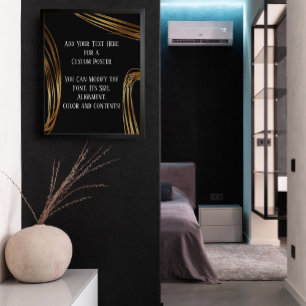 Affiche Ajoutez Votre Texte Ovales Or Scribblés, Noir