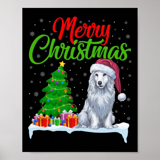 Affiche Akbash Chien Noël Lumières Arbre Funny Noël Akbash (Devant)