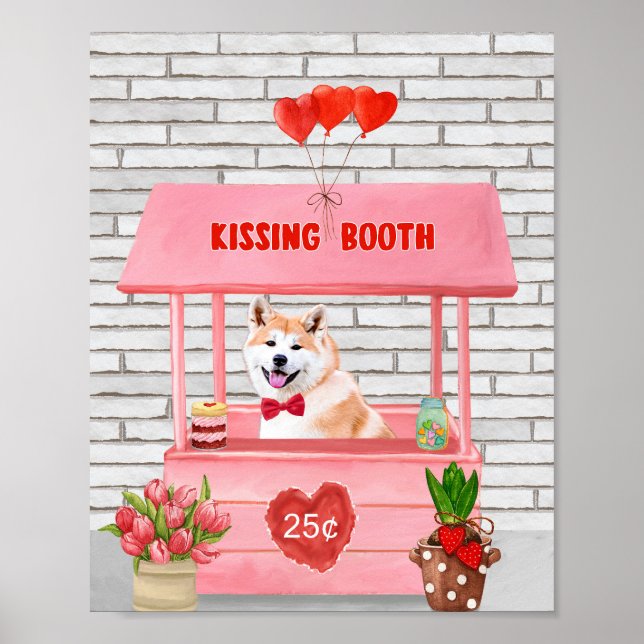 Affiche Akita Chien Valentine's Day Kissing Booth (Devant)
