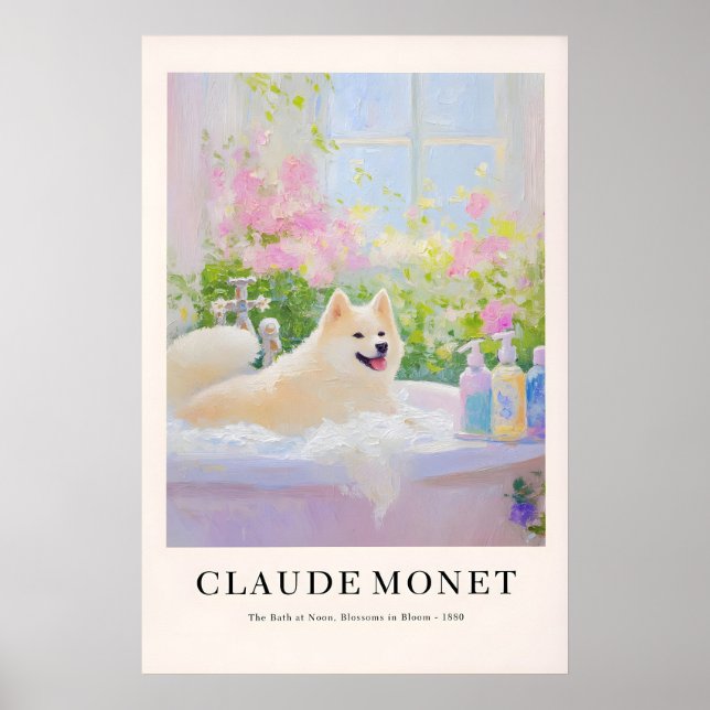 Affiche Akita Inu Bathroom Art Print Monet Style Dog Lover (Devant)