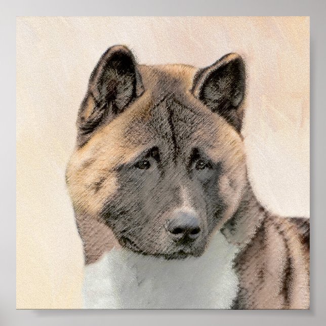 Affiche Akita Peinture - Cute Original Chien Art (Devant)