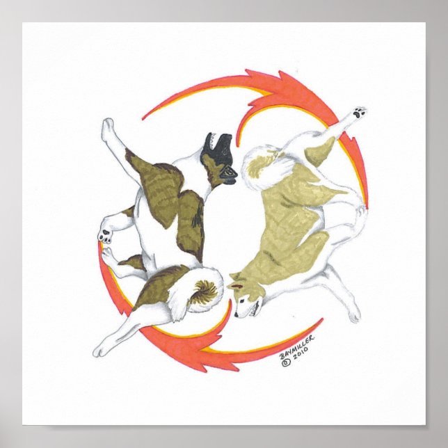 Affiche akita yin et yang (Devant)