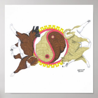 Affiche akita yin et yang 2