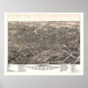 Affiche Akron, OH Carte panoramique - 1882