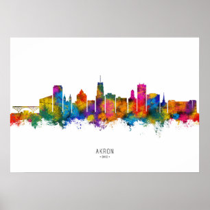 Affiche Akron Ohio Skyline