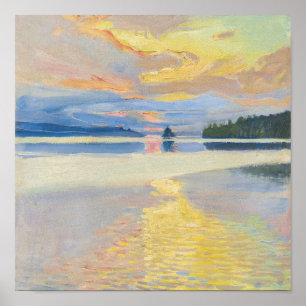 Affiche Akseli Gallen-Kallela - Coucher de soleil sur le l