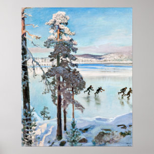 Affiche Akseli Gallen-Kallela - Patineurs près de la rive