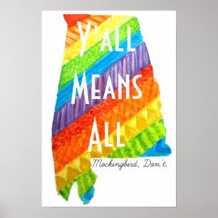 Affiche Alabama Égalité "Y'all Signifie All" Matte Print