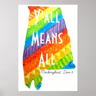 Affiche Alabama Égalité "Y'all Signifie All" Matte Print
