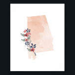 Affiche Alabama Floral Aquarelle Etat<br><div class="desc">Alabama Floral Aquarelle Etat</div>