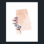 Affiche Alabama Floral Aquarelle Etat<br><div class="desc">Alabama Floral Aquarelle Etat</div>