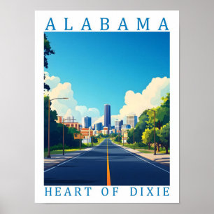 Affiche Alabama Heart of Dixie USA Travel Place
