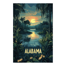 Alabama USA Art Vintage Illustration Voyage