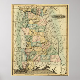 Affiche AlabamaCarte panoramiqueAlabama