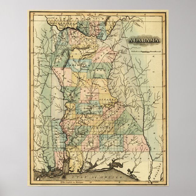 Affiche AlabamaCarte panoramiqueAlabama (Devant)