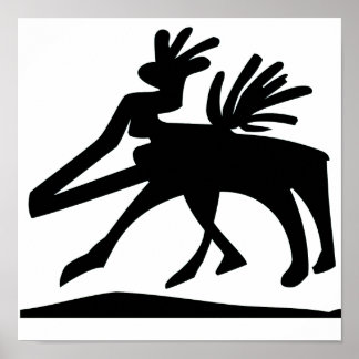 Affiche ALACERO | Art de l'esprit de cerf pétroglyphe anci