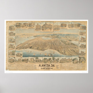 Affiche Alameda, CA. Carte panoramique (0540A)