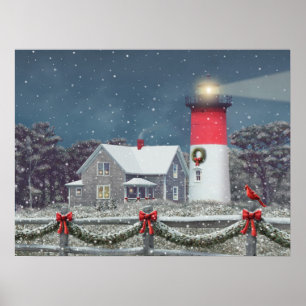 Affiche Alan Giana "Nauset Light Christmas"