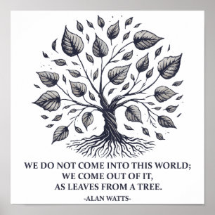 Affiche Alan Watts Feuilles de vie - Citation d'arbre myst