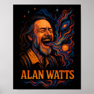 Affiche Alan Watts Laugh Galaxy Universe Psychedelic Art P