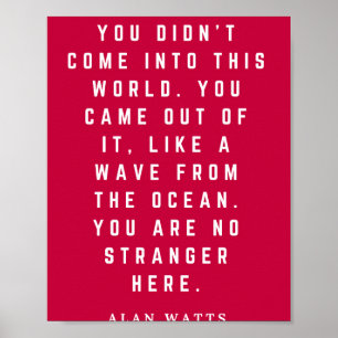Affiche Alan Watts Vous N'Êtes Pas Venu Dans Ce Monde Que