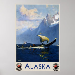 Affiche Alaska Américain États-Unis États-Unis Voyage Vint