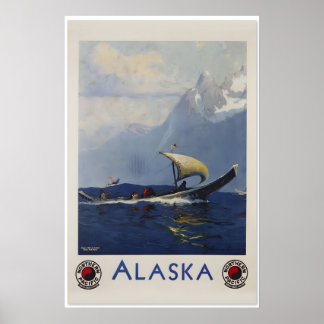 Affiche Alaska années 1920 Chemin de fer du Pacifique Nord