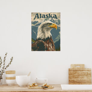 Affiche Alaska Bald Eagle Vintage