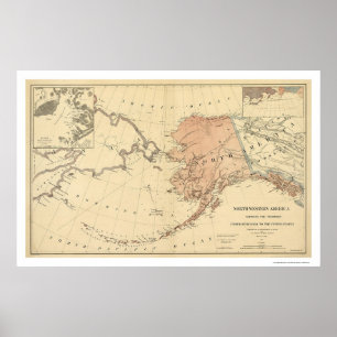 Affiche Alaska Ceded By Russia Map 1867