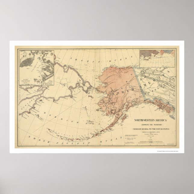Affiche Alaska Ceded By Russia Map 1867 (Devant)