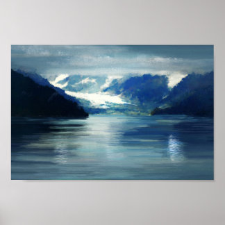Affiche Alaska Glacier Bay Blue Green Paysage peinture
