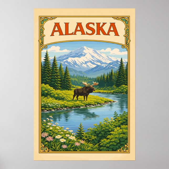 Affiche Alaska Orignal Vintage Bois (Devant)