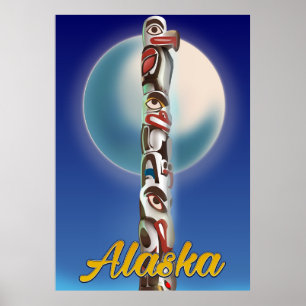 Affiche Alaska Totem Pole Empreinte Voyage
