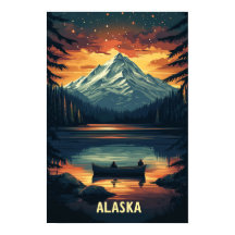Alaska USA Art Vintage Illustration Voyage
