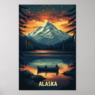 Affiche Alaska USA Art Vintage Illustration Voyage