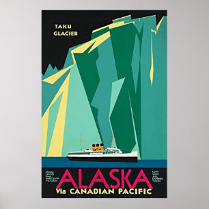 Affiche Alaska via Canadien Pacifique - Glacier Taku