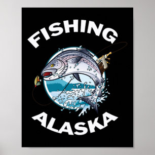 Affiche Alaskan Fish Alaska's Wild Saumon Souvenir Pêche