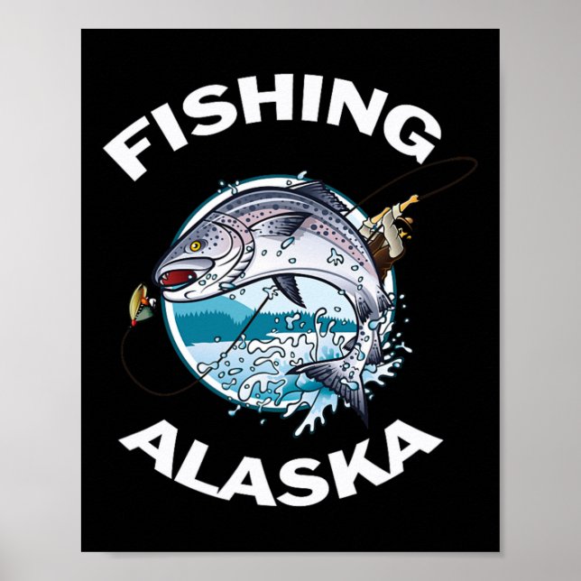 Affiche Alaskan Fish Alaska's Wild Saumon Souvenir Pêche (Devant)