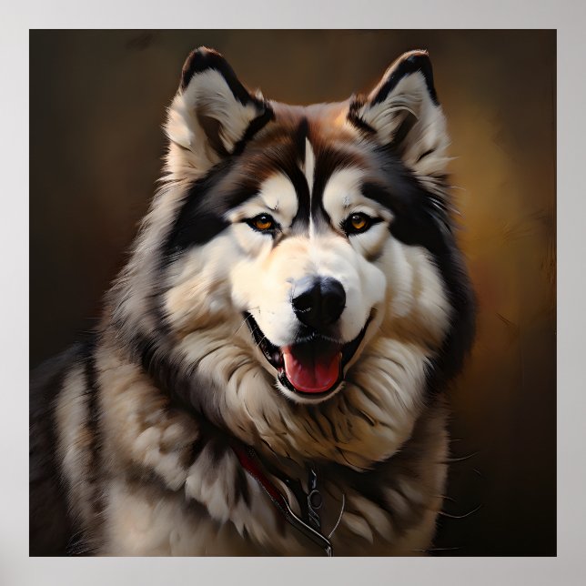 Affiche Alaskan Malamute Realism Art Portrait (Devant)