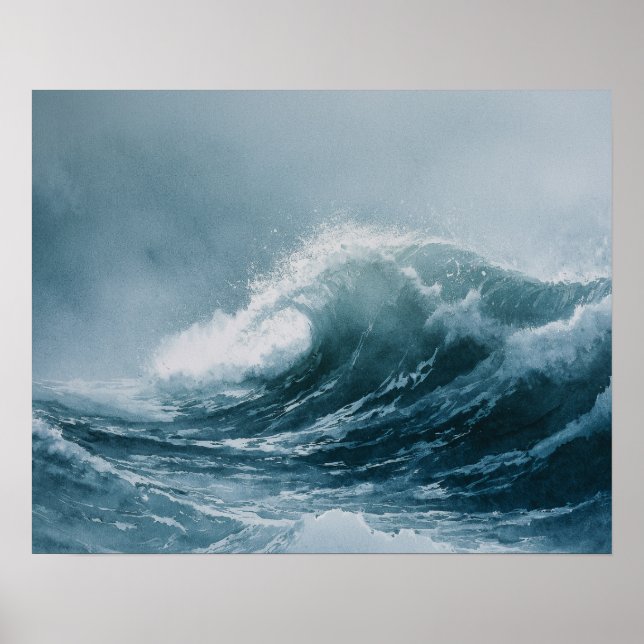 Affiche Alaskan Stormy Seas Watercolor (Devant)
