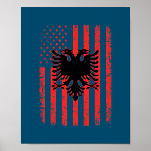 Affiche Albania USA Flag Patriotic American Albanian Flag